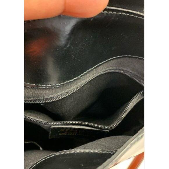 Simone Firenze Italian Leather Black Brown Gold Shoulder Bag - Picture 3 of 4